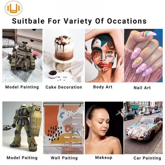 Dual-Action Airbrush with 30psi Auto Stop Compressor Kit Air Brush Spray Gun for Makeup Nail Paint Tattoo Body Cake Car Barber