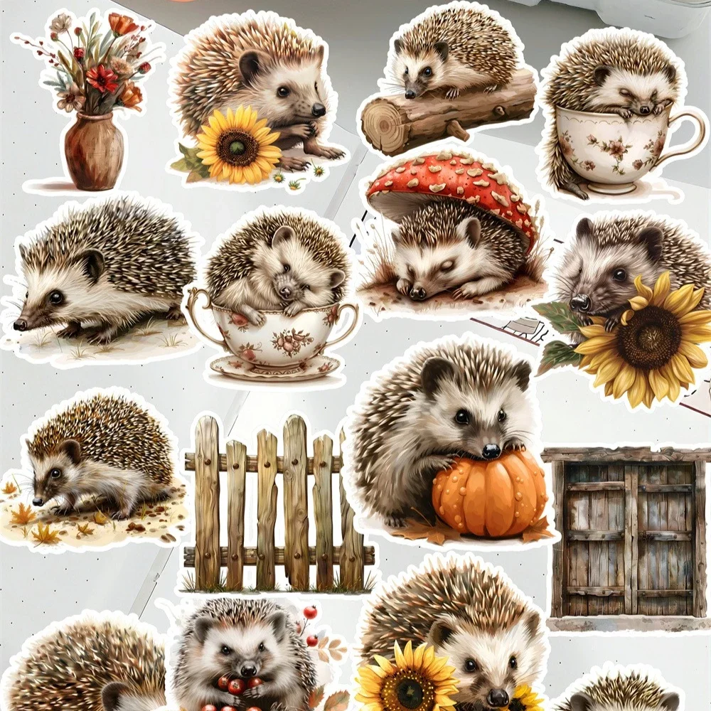 20pcs  Self-made Autumn Hedgehog Apples Stickers DIY Stickers Diary Album Decoration Scrapbooking Child Waterproof Mobile Phone