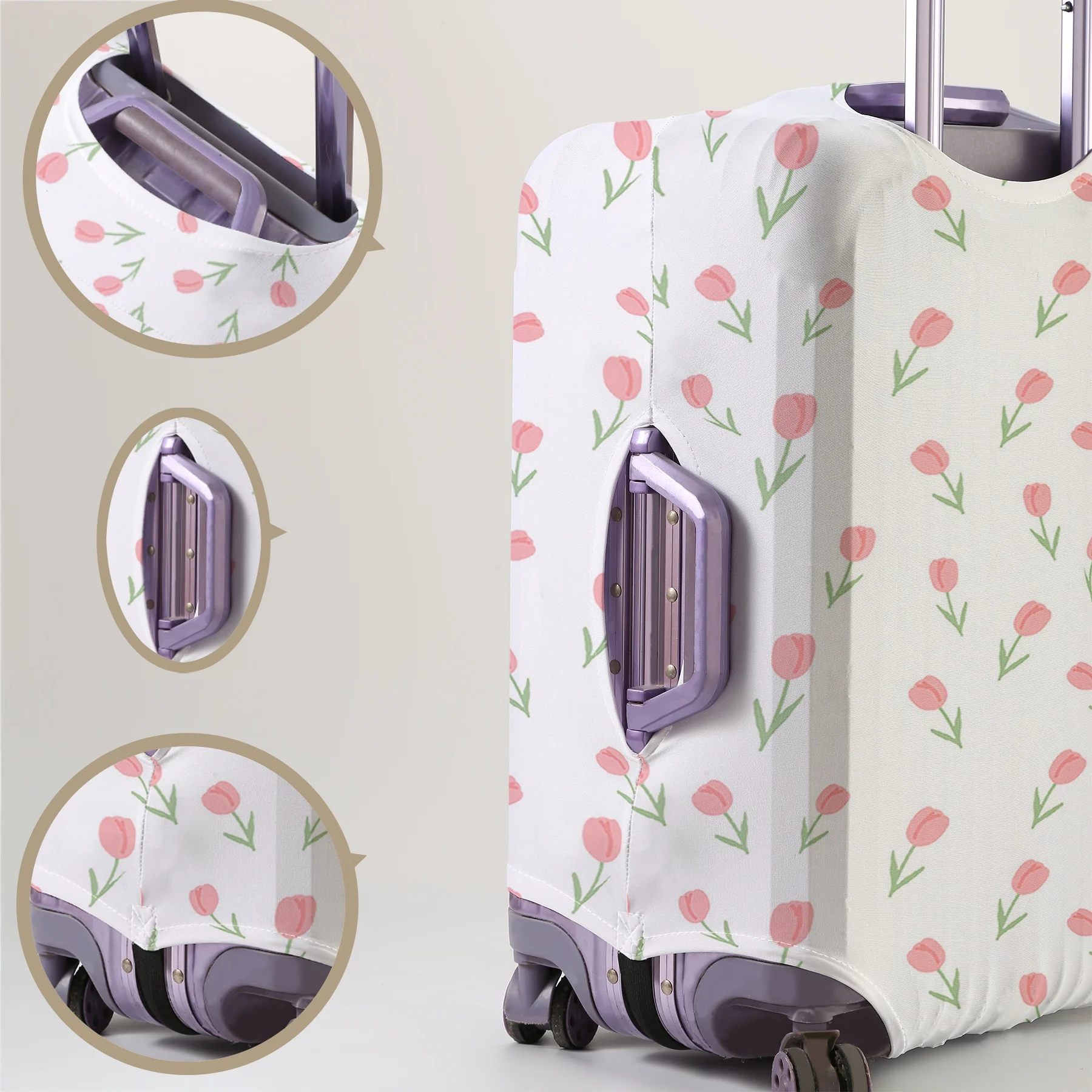 Small tulip pattern luggage protection cover, suitable for 18-32 inch luggage covers, luggage handle gloves, travel accessories