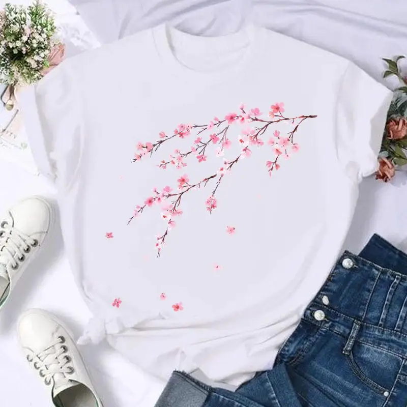 Camiseta de manga corta con estampado de acuarela para mujer, ropa informal con estampado de música y amor, moda de verano