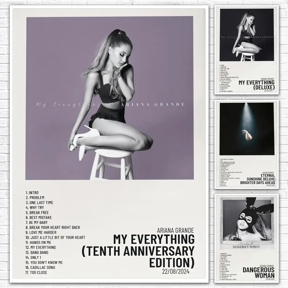Global Pop Singer A-Ariana Grande Poster All-match HD Waterproof Self-Adhesive Wall Art Sticker For Home Bedroom