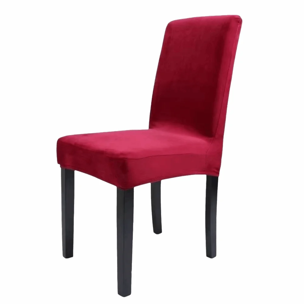 Thickened Plush Chair Cover Dust-Proof Velvet Elastic Chair Slipcover Anti-Slip Stretchable Full Wrap Stool Cover Dining Room