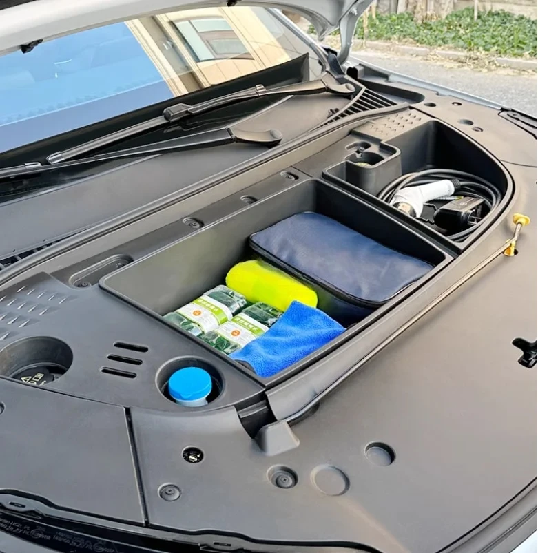 

The trunk storage box is fit for BYD ATTO 3 front trunk storage box and the bottom layer of the engine compartment is waterproof