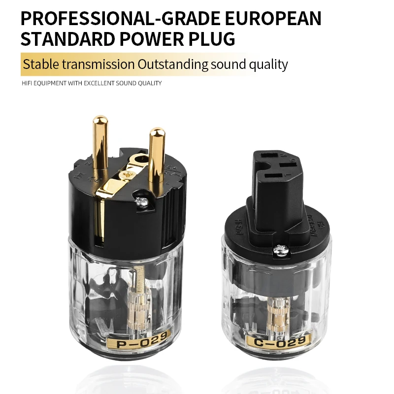 One Pair Oyaide C-029 P-029 Schuko Europe EU Power Plug 24k Gold Plated IEC Audio Connector Female-Male
