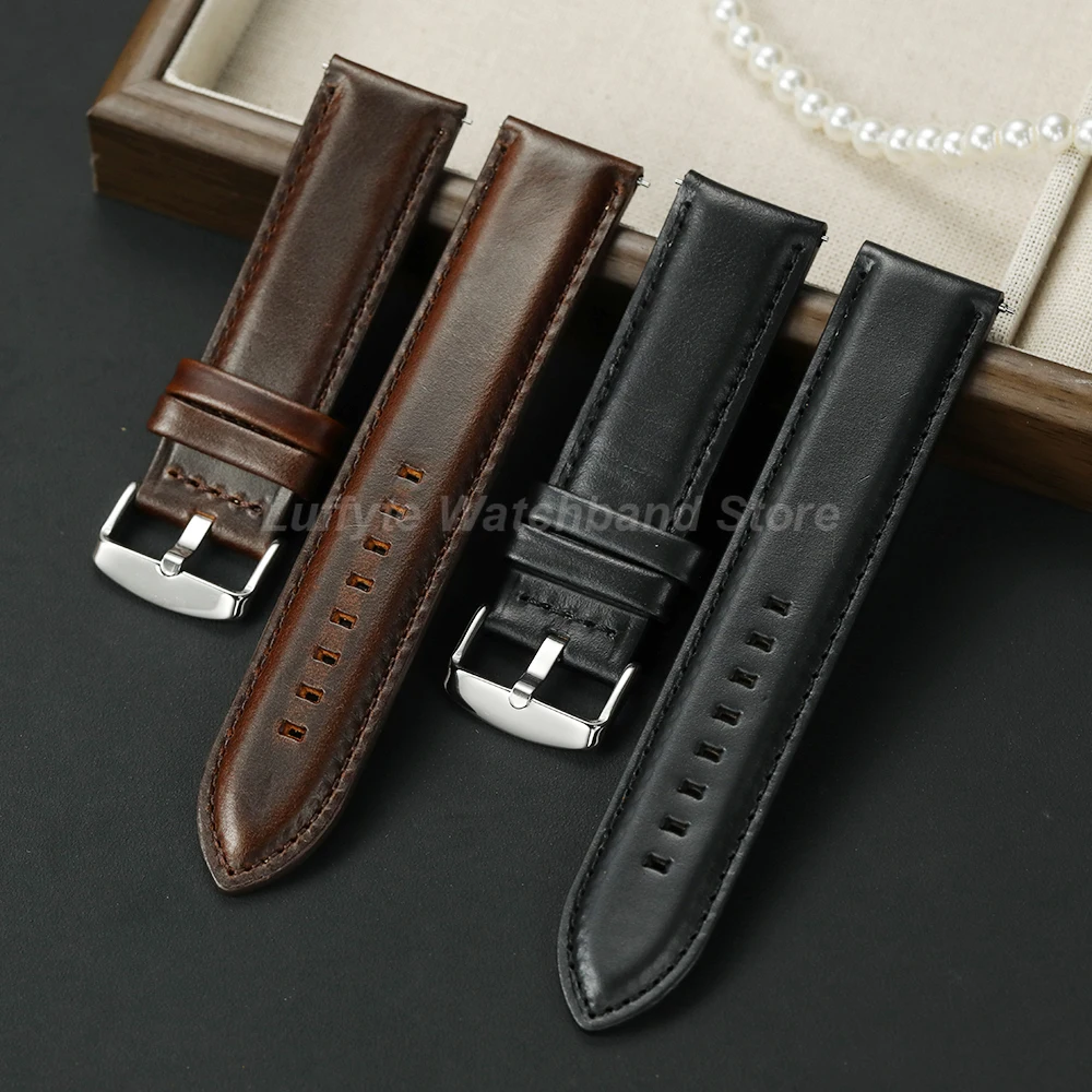 Quick Release Genuine Leather Watchband for Men 20mm 22mm Classic Durable Soft Watch Strap Male Casual Wrist Band