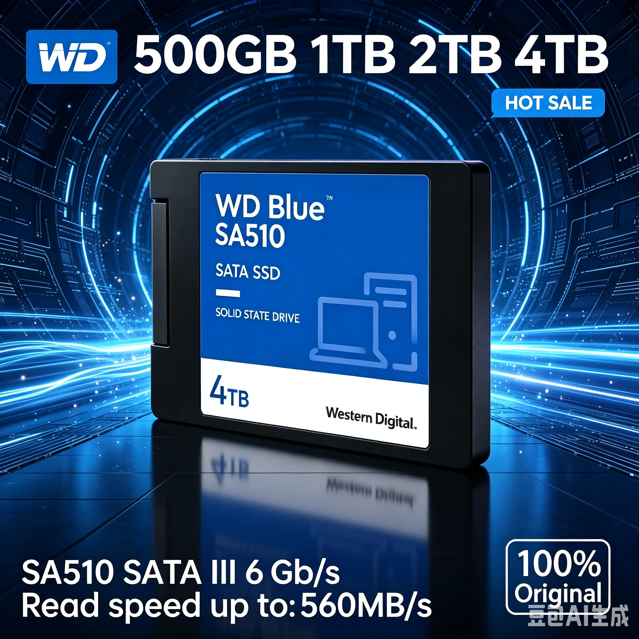 WD Hard Disk Disc Internal Solid State Drive SATA 3.0 2.5" 500GB 1TB 2TB 4TB Blue SA510 Original WD SSD for Laptop Desktop