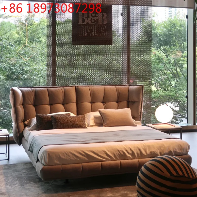 

Тканевая легкая кровать, роскошная современная простая кожаная итальянская двуспальная кровать