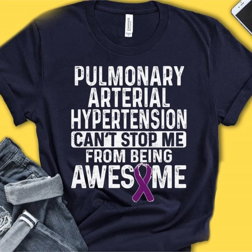 Pulmonary Arterial Hypertension T-Shirts PHTN Awareness Tee Shirts Merkel Cell Carcinoma Awareness Unisex Retro Cotton Tops