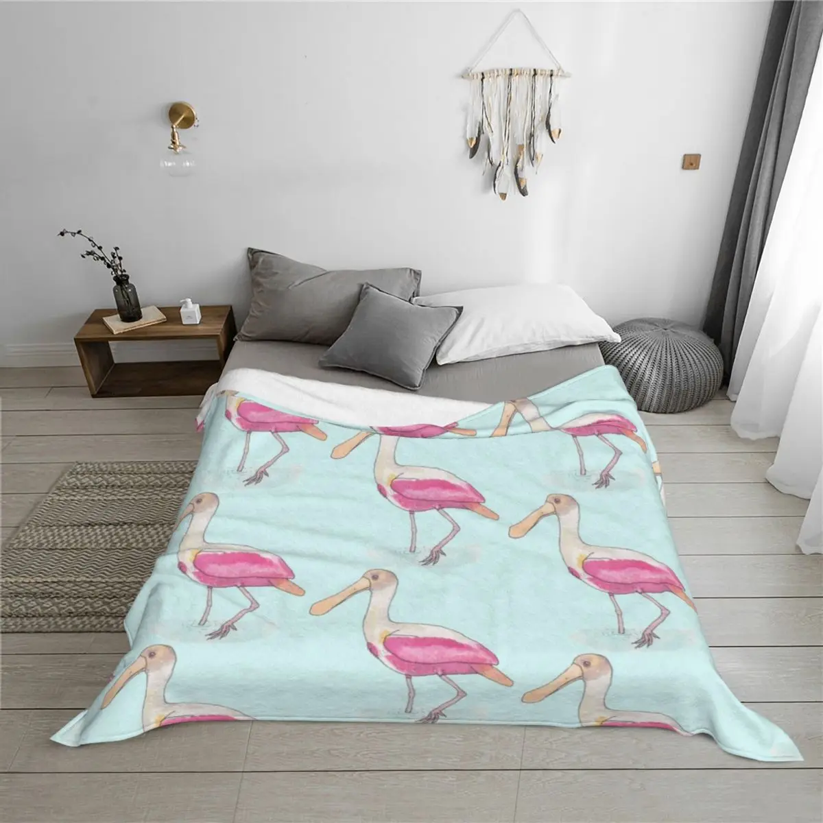 روزيت سبون بيل أنواع الطيور المائية الفن رمي بطانية تتحرك جميلة سرير أطفال بطانيات عصرية #3