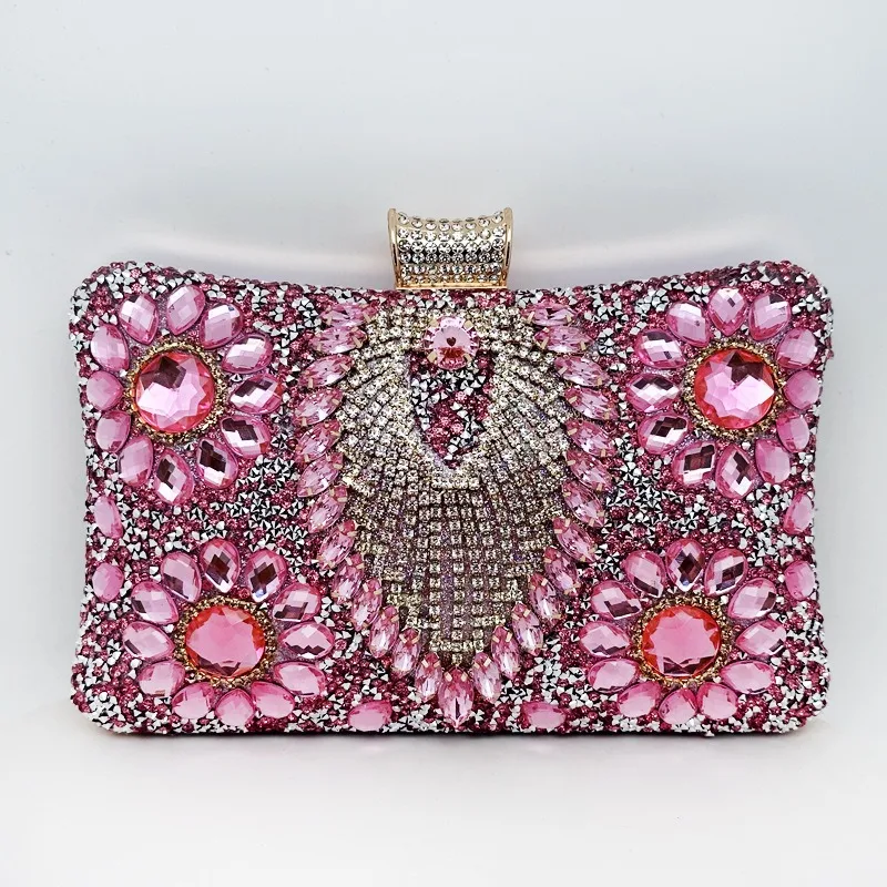 Diamond Crystal Women Make Up Cosmetic Evening Shoulder Messenger Clutch Bag Phone Purse Red Golden Silvery Green Pink Black M95
