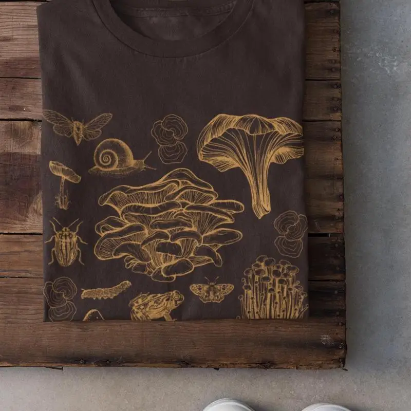 Cottagecore Mushroom Frog T Shirt Goblincore Snails Moth Gothic Dark Academia Clothing Nature Lover Whimsigoth Woodland