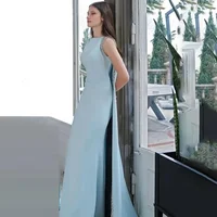Vestidos de Noche sin mangas de sirena azul bebé personalizados, vestido de fiesta de boda, vestido de fiesta para ocasiones formales de alta calidad para mujer