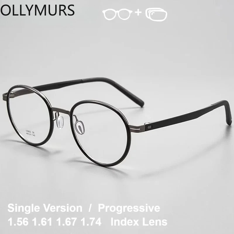 

OLLYMURS Prescription Glasses Men Women Anti Blue Ray Photochromic Progressive Spectacles Fashion Round Optical Eyegasses