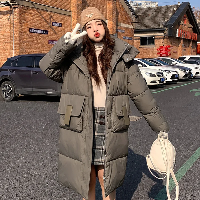 PinkyIsBlack 2024 New Autumn Winter Women Puffer Jackets Coats Warm Windproof Loose Down Cotton Hooded Long Parkas Outwear