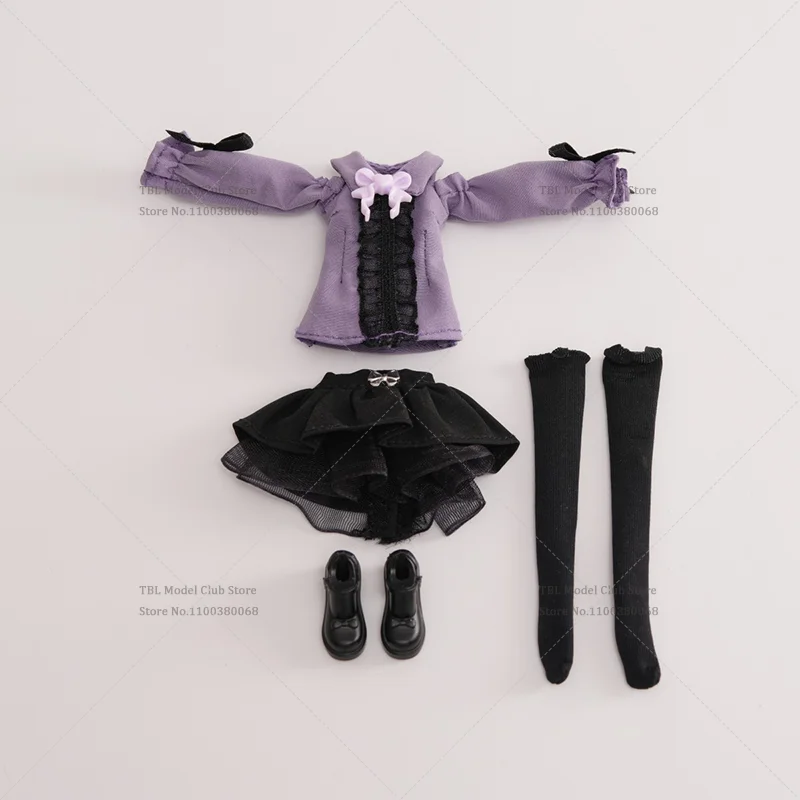 1/12 Scale Female Clothes Bow Lace Blouse Mini Skirt Set With Shoes Socks Fit For BD PF 6-inch Action Figure Soldier Gel035