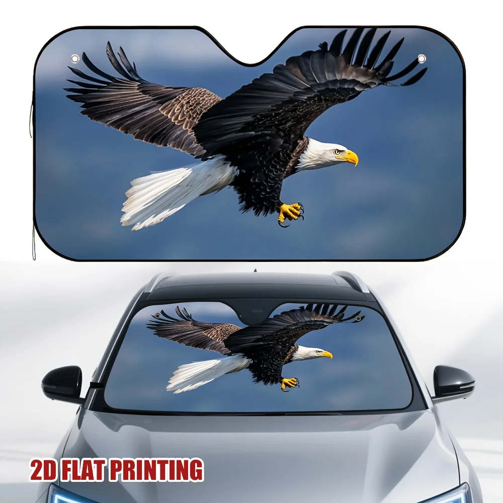 1pc Majestic Bald Eagle in Flight Car Sun Visor 2D Flat Printing, Reduces Glare Enhances Comfort Fit for All Vehicles