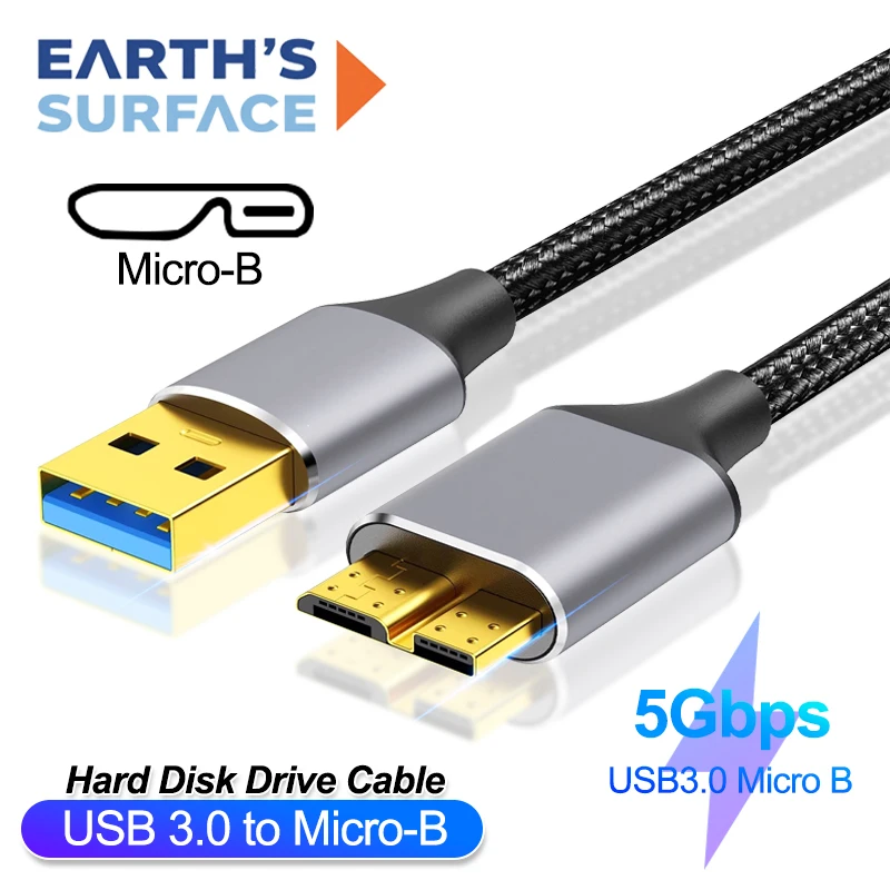 USB 3.0 Micro Cable External Hard Drive Disk Cable 5Gbps Fast Data Sync Cord USB Type A to Micro B SSD Sata Cable for Samsung PC