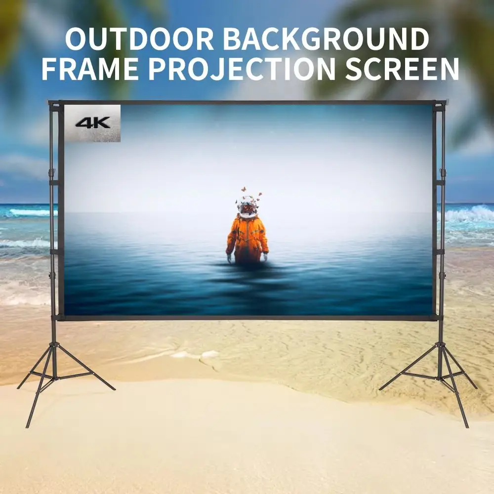 Projector Screen 120 inch 16:9 Foldable Anti-Crease Portable Projector Movies Screens Home Theater Outdoor Indoor Support Double