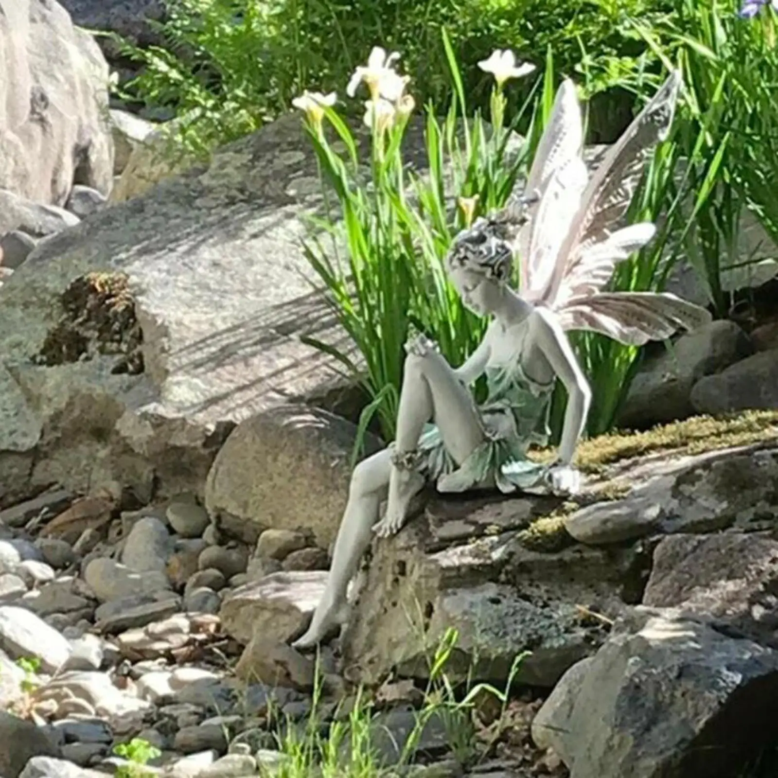 Fairy Statue 18x8x15cm Ledge Figurine Lawn Patio Porch Angel Sculpture Craft