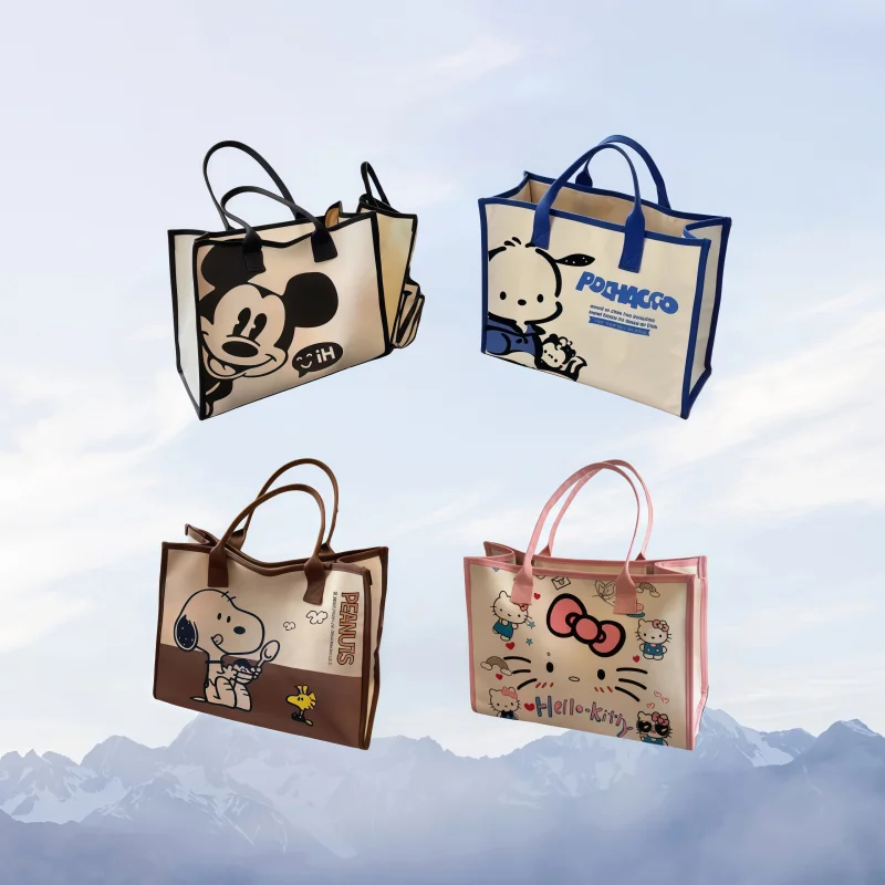 

Холщовая сумка в стиле аниме Sanrio Hello Kitty, милая женская модная сумка через плечо, Kawaii, большая вместительная сумка на плечо, студенческая сумка