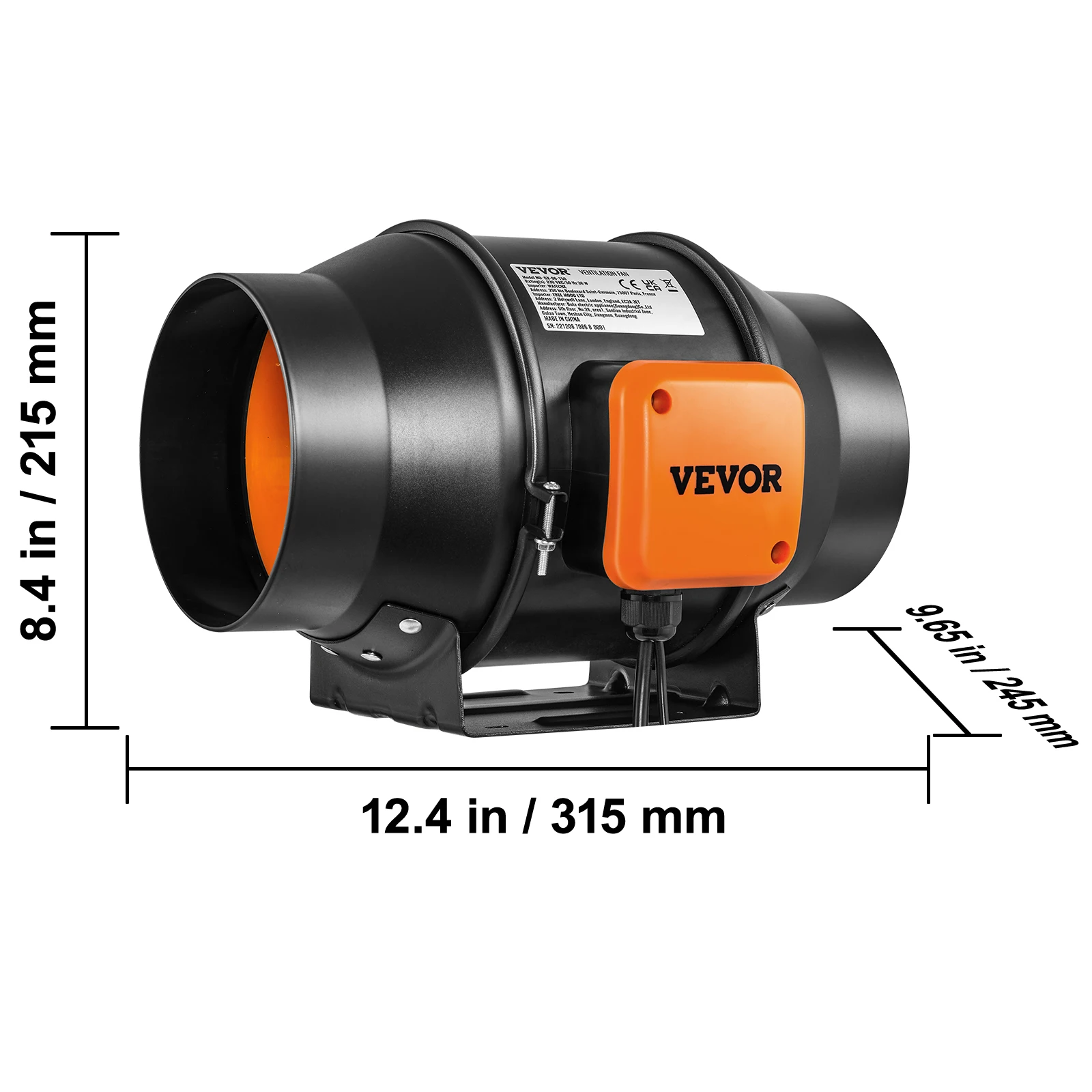 SucceBuy 4/6/8 inch Inline Kanaalventilator met Temperatuur-vochtigheidsregelaar EC-motor Ventilatie Afzuigventilator Ventilator voor thuis