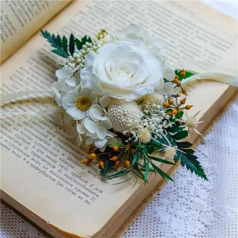 Woodland Dried flower Bridal Hair Comb Wreath Pins Ivory Color Girls Accessories Wedding Jewelry Handmade