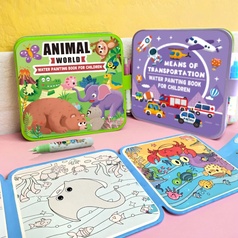 Libro para colorear con agua Montessori, pintura al agua reutilizable, añade agua para revelar colores vibrantes