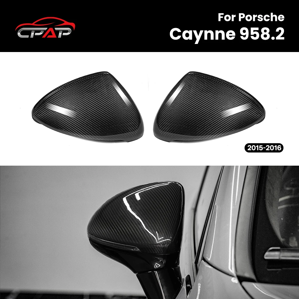 

For Porsche Cayenne 958.2 2015-2016 Real Dry Carbon Fiber Rearview Mirror Cover Caps Car Side Door OEM Style Car Accessories