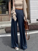 Alien Kitty High Waist Mopping Pants Women Solid New Slim Loose 2025 Work Wear OL Wide Leg Spring Daily All Match Trousers