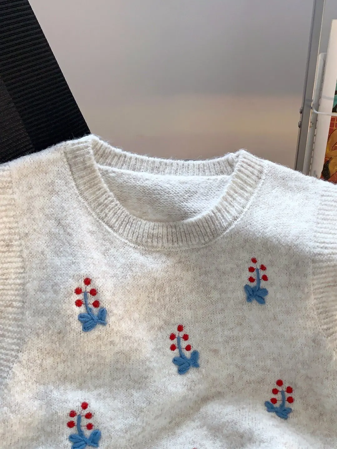 Cute Floral Embroidered round Neck Vest Women's Knitted Sweater Korean Style Spring Autumn New Arrival Girl's Fashion Top