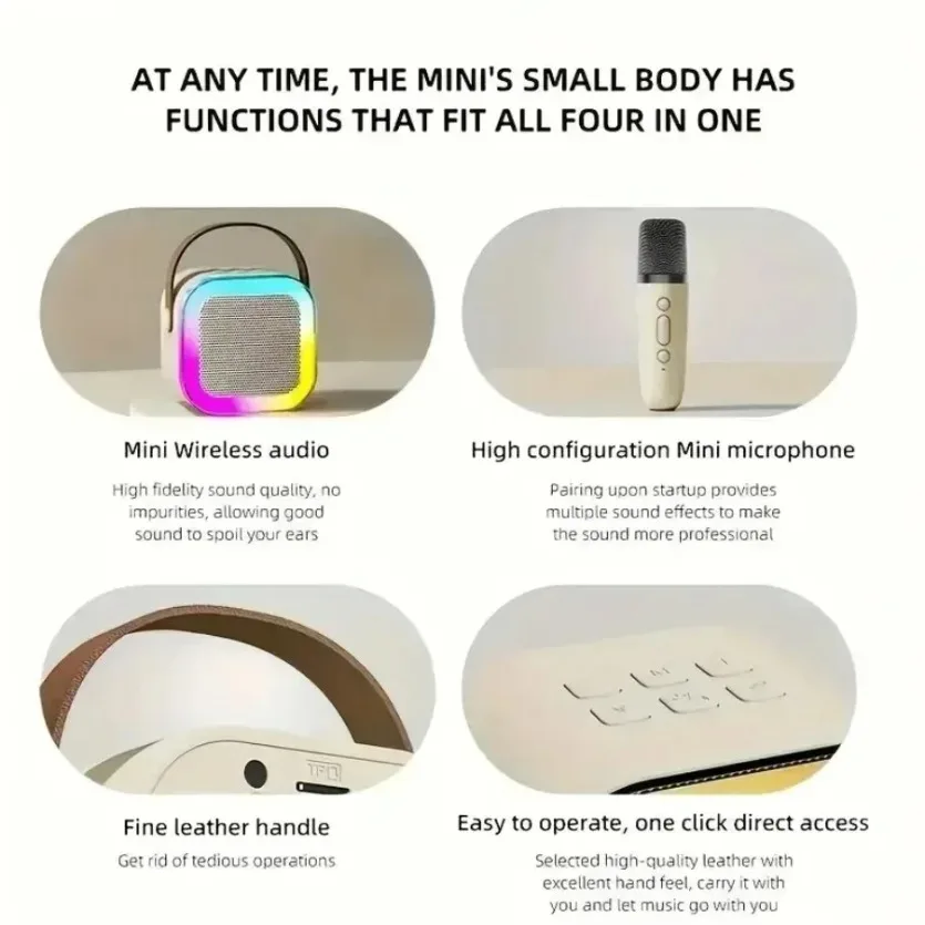 XIKCU Portable Karaoke Bluetooth 5.3 Speaker Machine PA System with 2 Wireless Microphones Home Family Singing Children's Gifts image 6