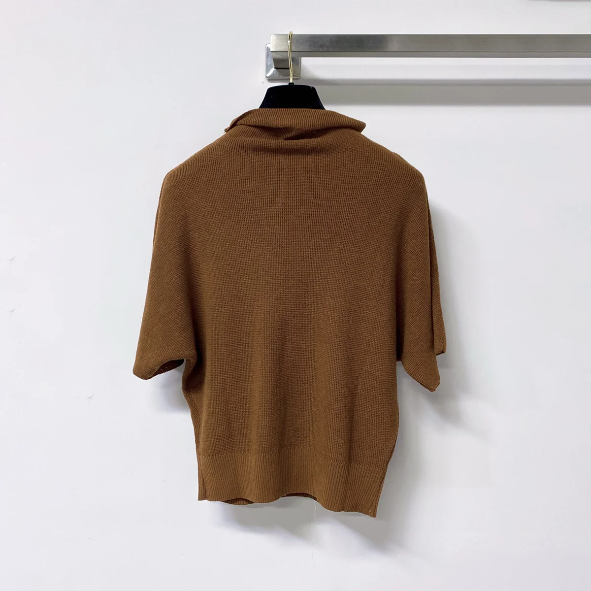 2026 High Quality Women's Stacked High Collar Bat Mid Sleeve Knitted Top--hb813