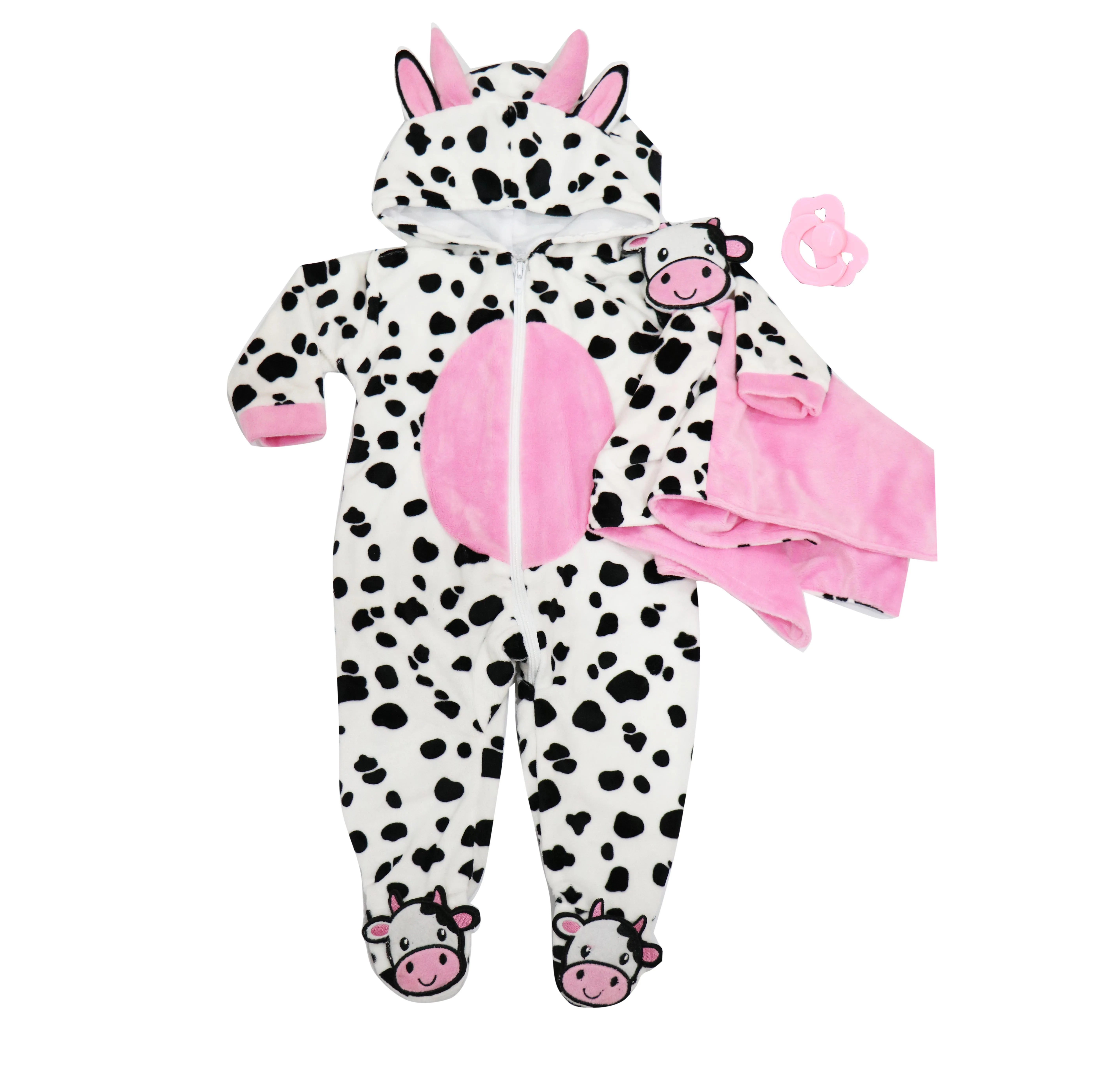 Ying Huan Mei dolls Clothes Newborn baby outfit fit 20-22 inch dolls ,dress has Cow print on dress