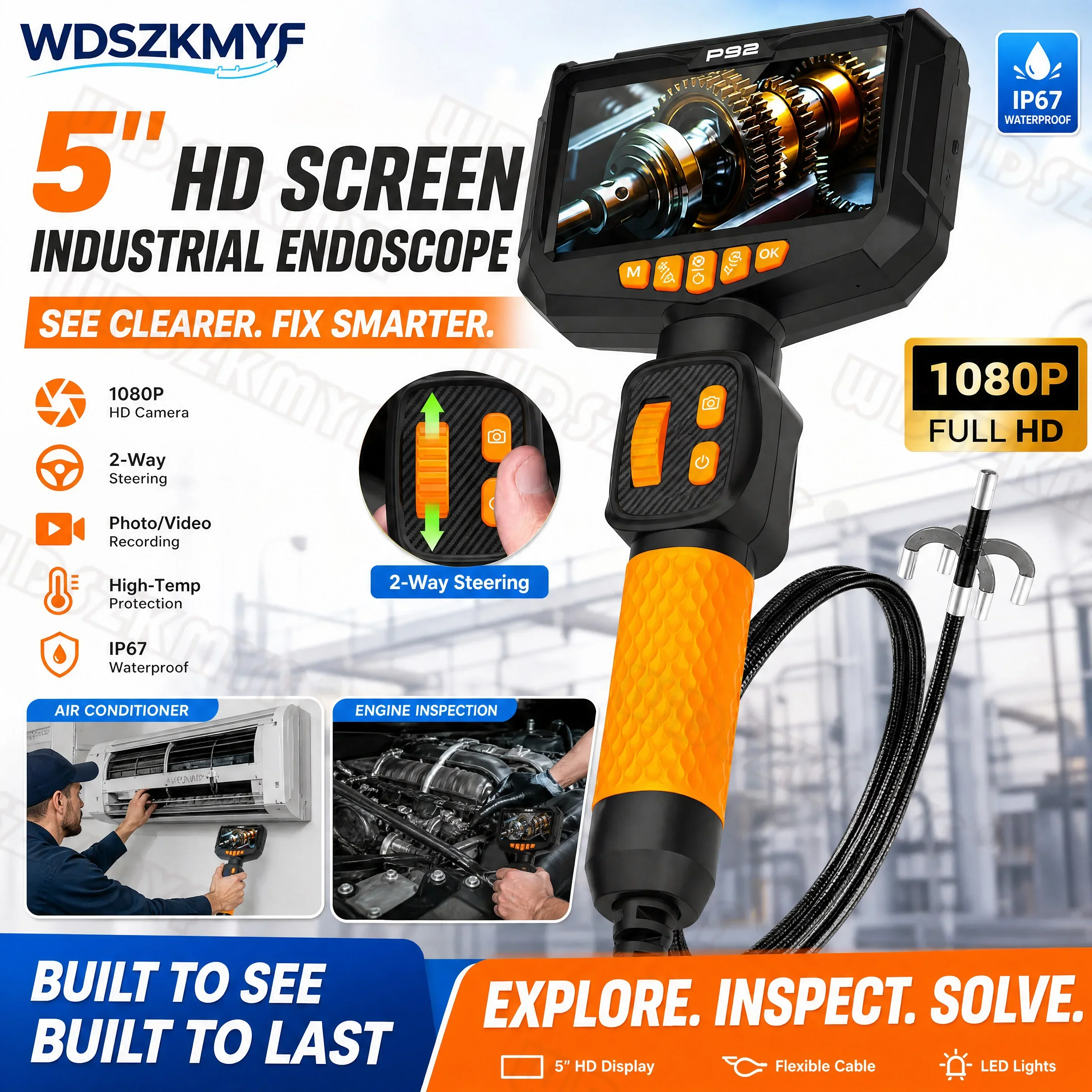 360° Steering Industrial Endoscope Camera With 5