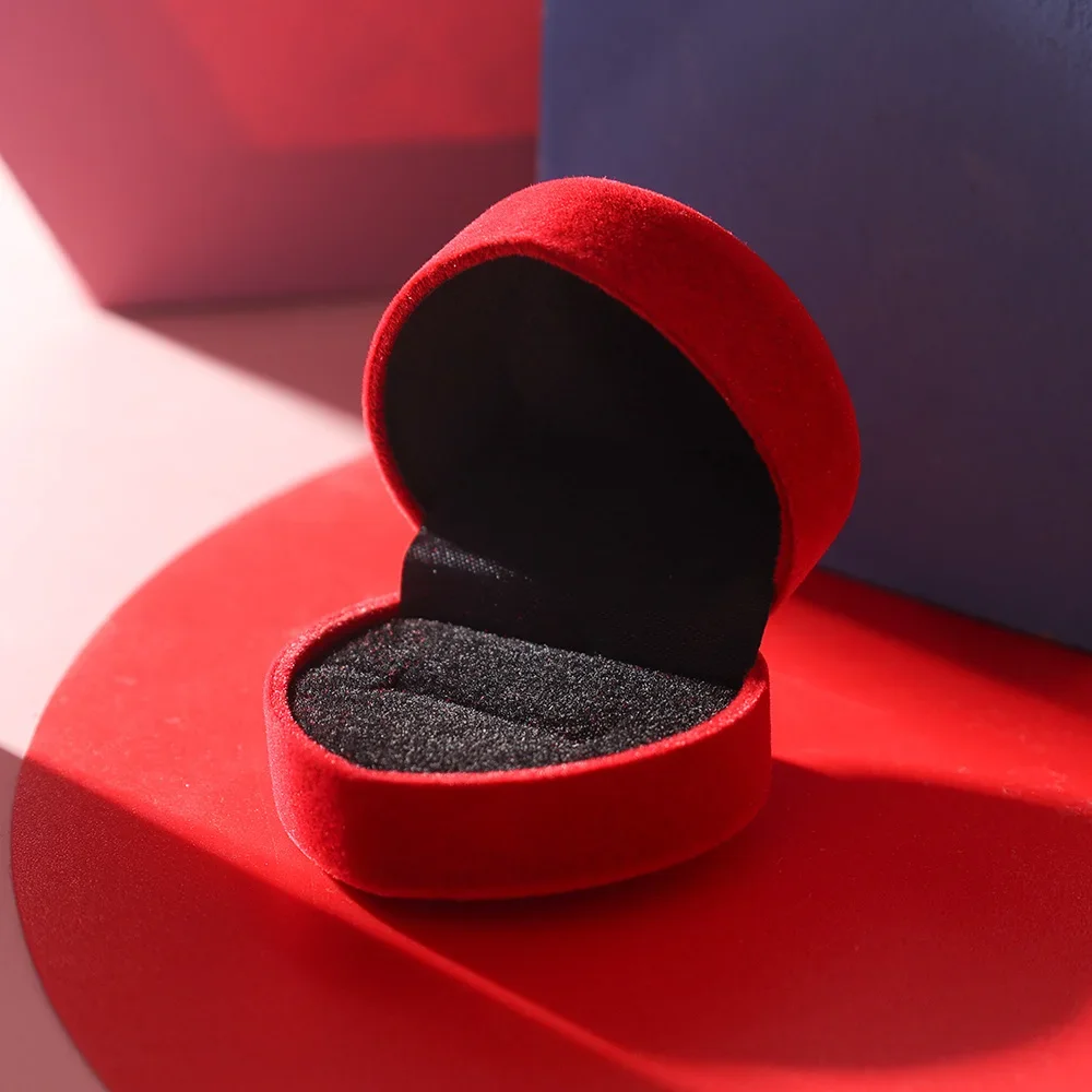 5pcs Ring Box Velvet Red Heart Shaped Jewelry Box Earrings Display Cases Holder Gift Boxes Bridal Wedding Jewelry Organizer