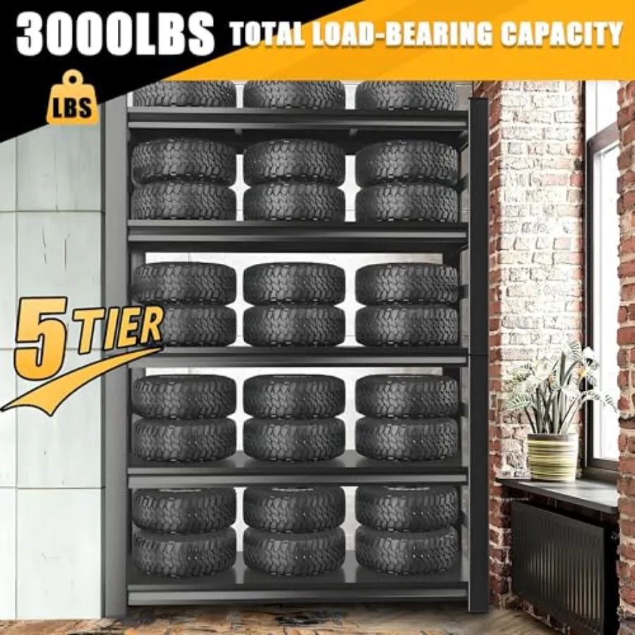 رفوف جراج قابلة للتعديل من 5 طبقات شديدة التحمل للتخزين الكبير في قواعد المرآب والمستودعات التي تحمل ما يصل إلى 3000 رطل دورا #4