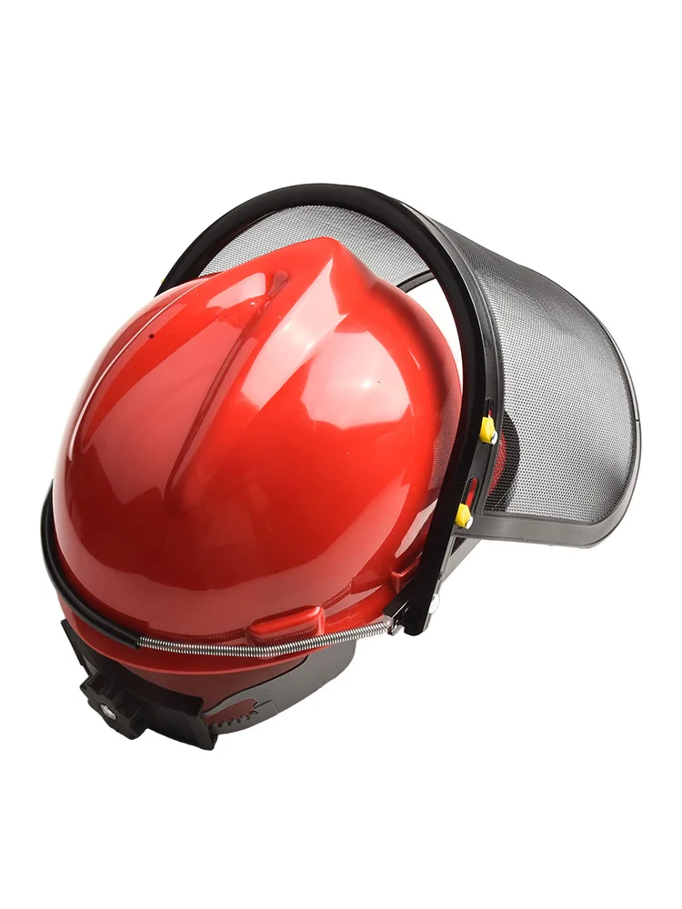 Outdoors Chainsaw Helmet Trimmer Mask Brushcutter Plastic+Mesh Face Flying Objects Working Red+Black Protect Safety