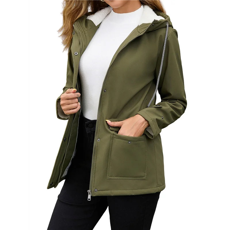 

Retail Women Waterproof Rain Jacket, Hooded Windbreaker Trench Coat For Hiking Travel Outdoor