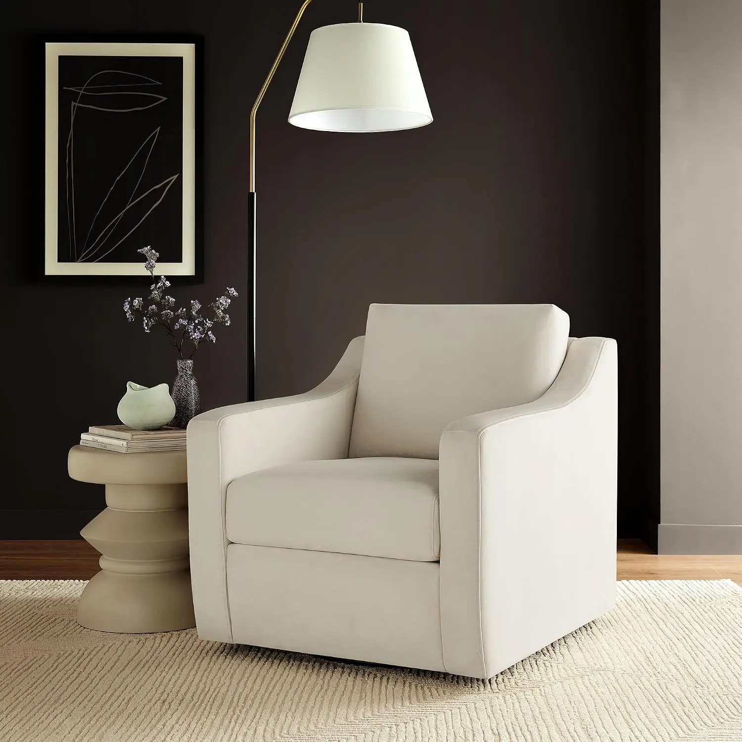 Performance Velvet Swivel Accent Chair Curved Armrest Stain-Resistant for Living Room Bedroom, Customized
