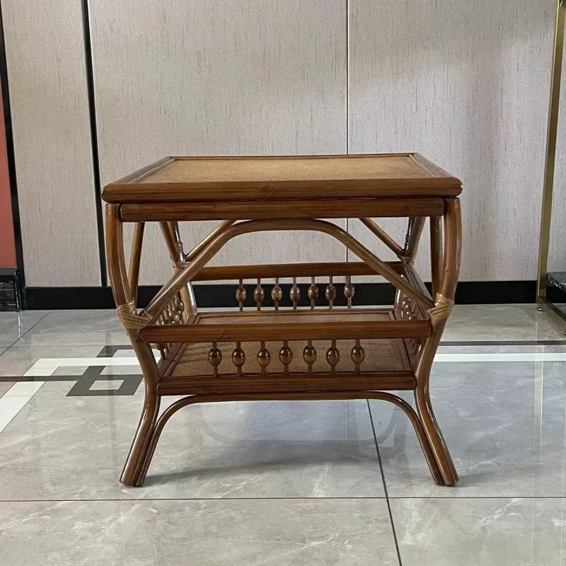 

Natural rattan coffee table small table corner table round rectangular square coffee rattan chair three-piece set