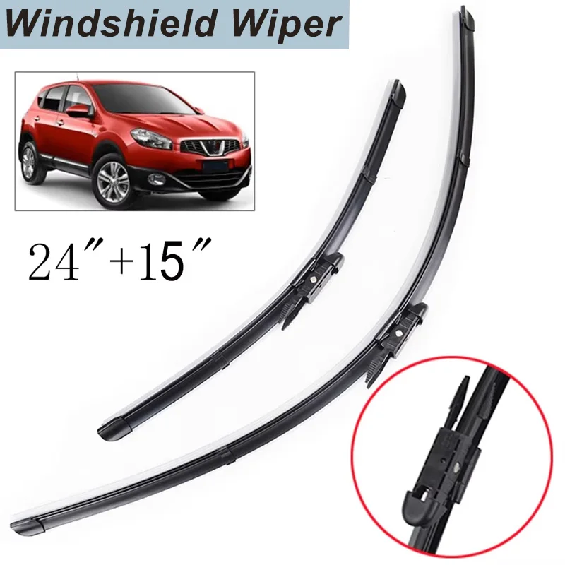 Wiper Blades For Nissan Qashqai J10 Exact Fitting 2006 2007 2008 2009 2010 2011 2012 2013 Rubber Car Accessories 24"15"