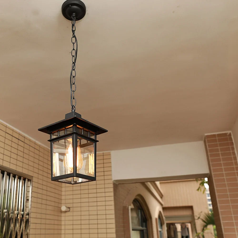 Vintage E27 Outdoor Waterproof and Rust-proof Courtyard Lamp Corridor Aisle Balcony Chandelier Villa Garden Pendant Light