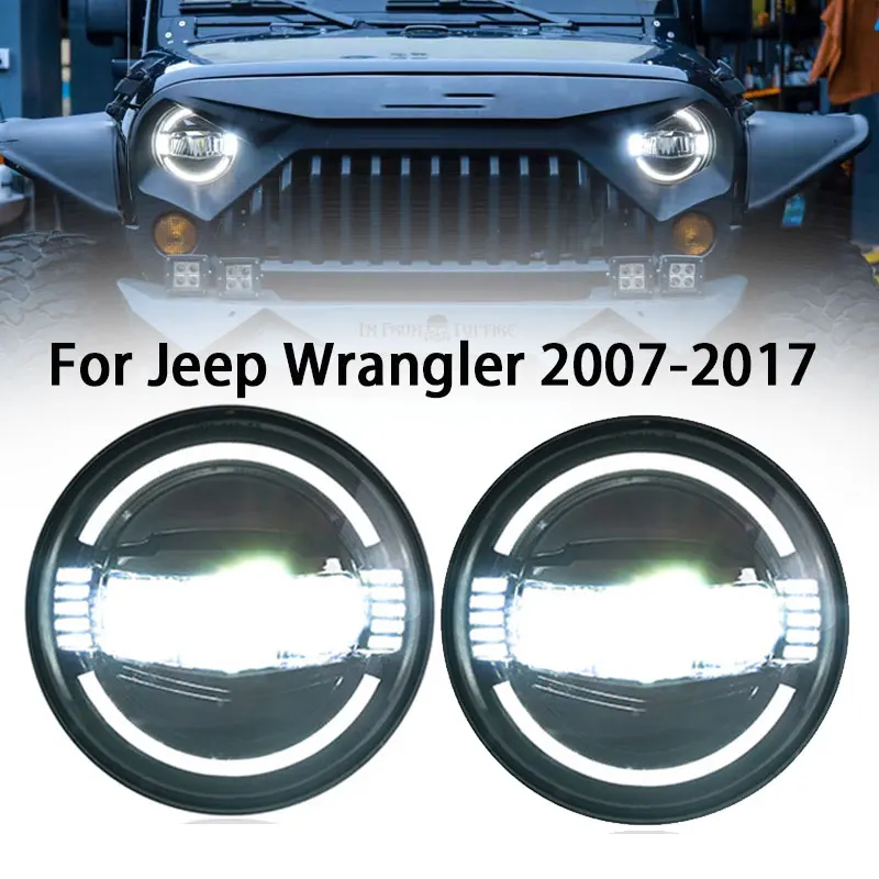 

Фара головного света для Jeep Wrangler, лампа головного света 2018-2021 RGB, фары Wrangler DRL, сигнал поворота, фара дальнего света, объектив проектора Angel Eye