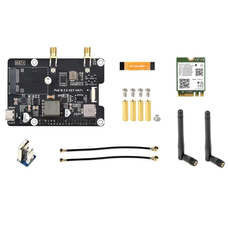 

Адаптер A29F-Pcie To M.2 E KEY с функцией PoE для Raspberry Pi 5, совместимый с беспроводными сетевыми картами NGFF (M.2 E Key)