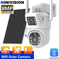 8MP 4K WiFi Solar IP Camera Outdoor Wireless CCTV Surveillance Camera With Solar Panel Dual Lens PTZ IP Cam Security Protection