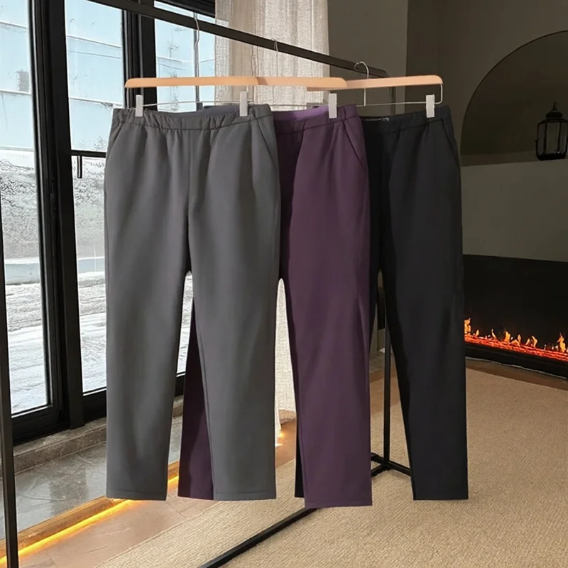 

Водонепроницаемые мужские повседневные брюки из гусиного пуха с термотехнологией, модные городские прямые брюки для молодежи...