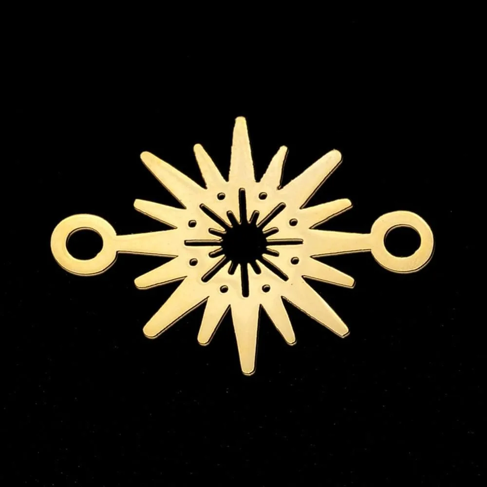 5pcs 20.5mm Stainless Steel Golden Sun Pendant Sun Flower Pendant Sunshine Charm Sunbrust Charm Sunrise Pednant for Bracelet