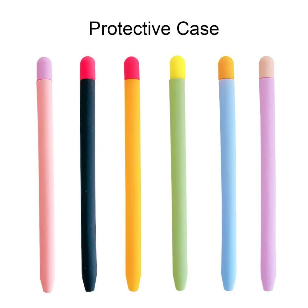 

Stylus Protective Case Color Matching Non-slip Silicone Tablet Stylus Cover with Pen Cap for Apple Pencil 2