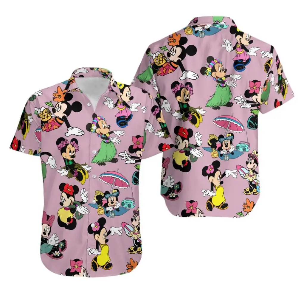 Veel Gezichten Van Minnie Mouse Hawaiiaans Overhemd Met Knoopsluiting Voor Mannen En Korte Mouwen Minnie Hawaiian Shirt