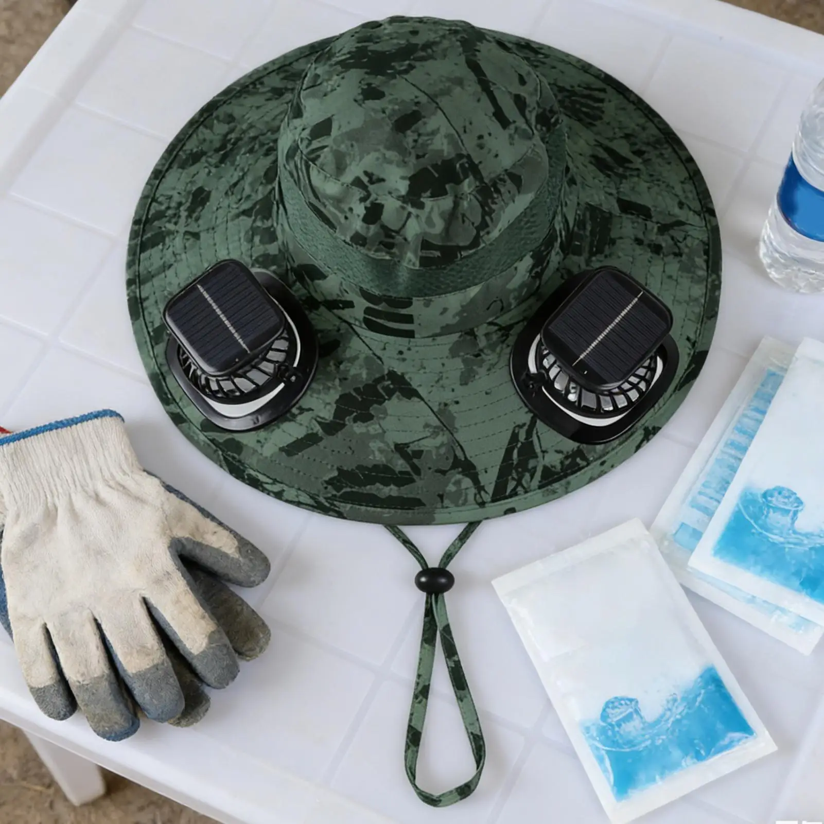 

Шляпа с вентилятором для защиты от солнца, широкополая шляпа с солнечным вентилятором для лета, для садоводов, рыбаков, кемпинга, пляжа, гольфа, путешественников